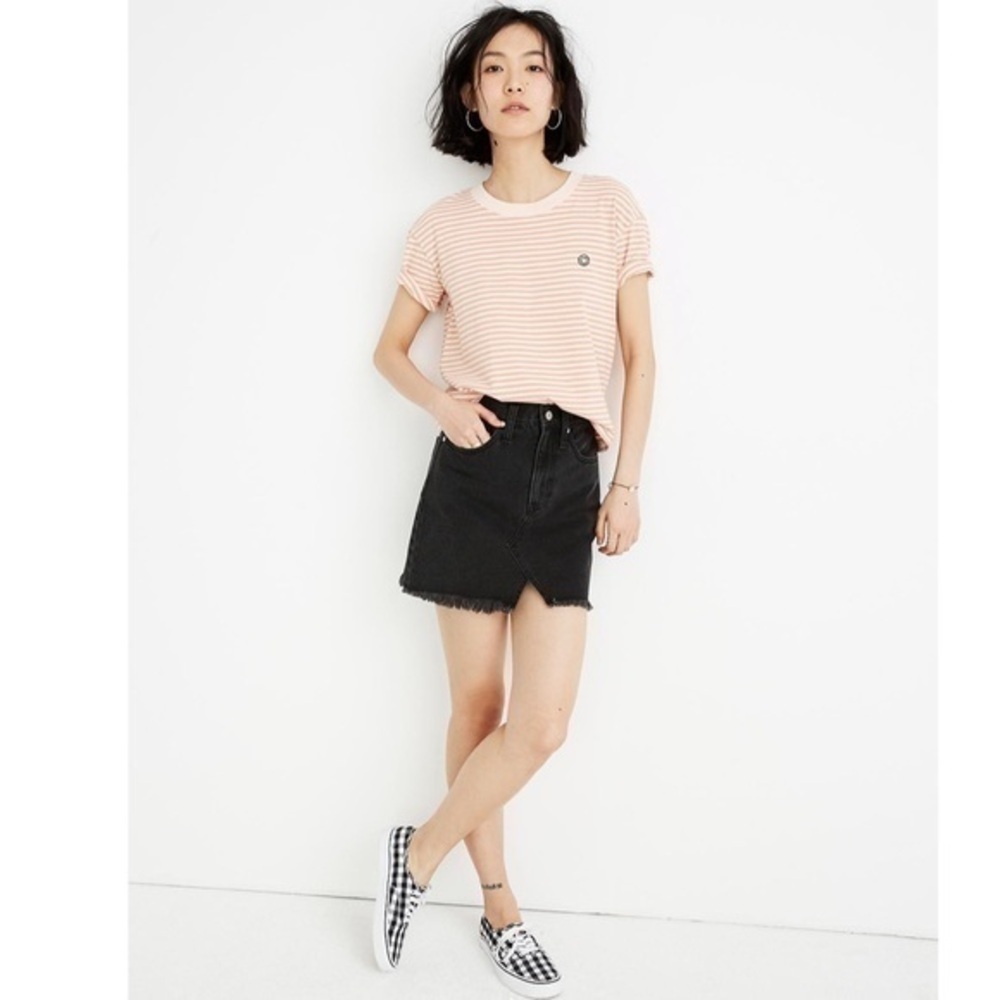 Rigid Denim A-Line Mini Skirt in Lunar Wash
